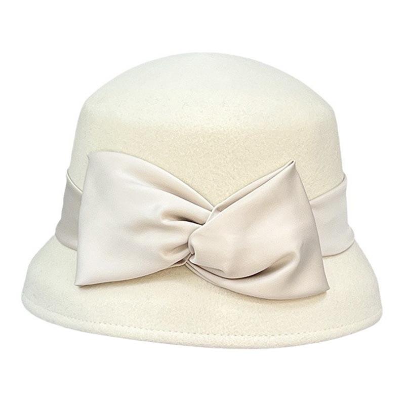 French Elegant White Woolen Top Hat Women'S Autumn And Winter Retro Hepburn Bucket Hat Autumn And Winter Small Edge Bell-Shaped Basin Hat