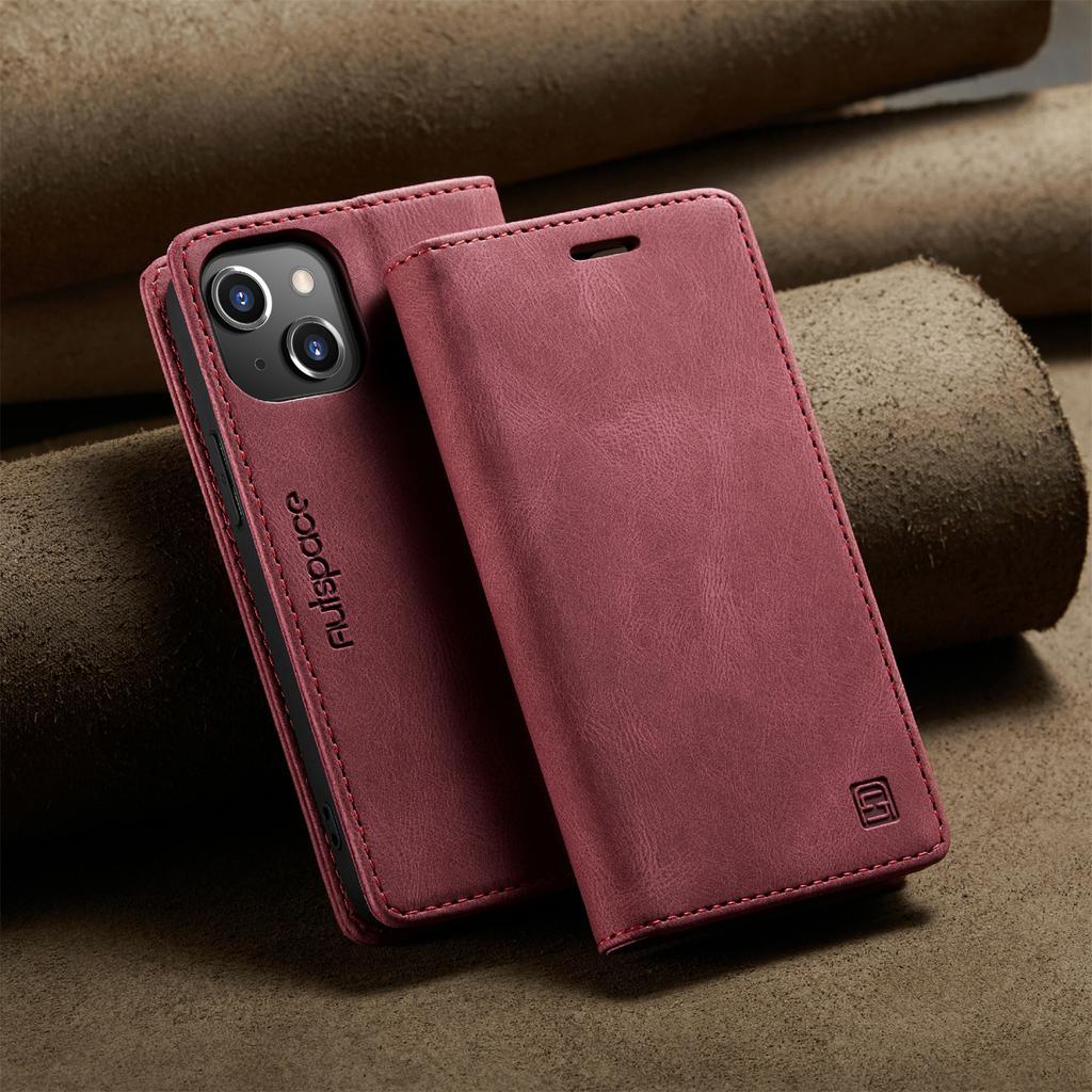 Für iPhone 13 mini Vintage Leder Flip Wallet Hülle mit RFID-blockierendem Kartenschlitz, Mattes Retro Folio Cover für Damen Herren (4 Farben)