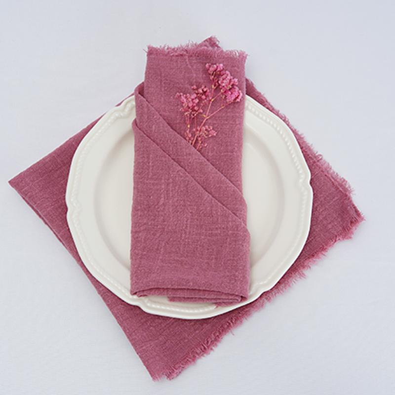 40x40cm Raw Fringed Trim Cloth Napkins Cotton Fabric Soft Reusable Retro Burrs Tea Towel Rustic Wedding Parties Decor