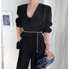 Metal Chain Waist Chain for Women In Summer with Denim Elegant Dress Decoration Accessories Knitted Leather Small Fragrance Belt