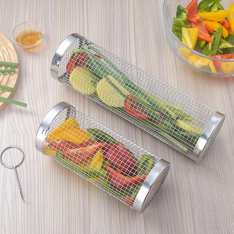 Portable Stainless Steel Rotating Barbecue Cage and Grill Net