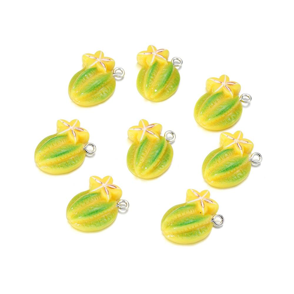 10 Stück/Los Niedliche Gemüse-Früchte Harz-Anhänger Kirsche Orange Erdbeere Halskette Armband Anhänger Für DIY Schmuckherstellung Zubehör