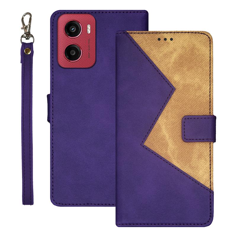 IDEWEI For Motorola Moto G05 4G Case Card Slots Splicing Color Leather Phone Cover