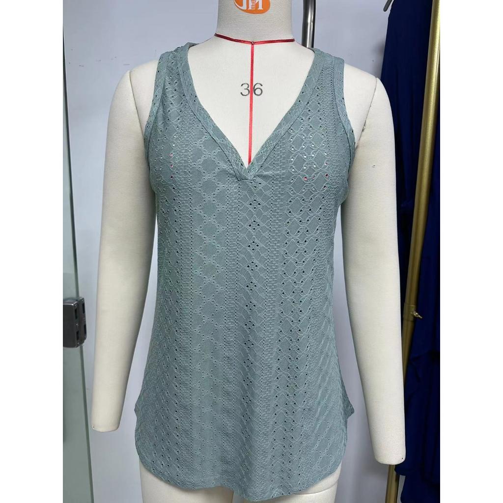 New Women's Solid Color V-neck Loose Sleeveless Tank Top Casual Basic Inner Vest Top