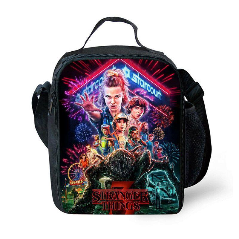 Stranger Things Insulated Lunch Box Bag Durable Oxford Backpack For Outdoor Picnic And Beach With Smooth Zipper