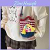 Cartoon Knitted Crossbody Bag With Shy Girl Design For Daily Use