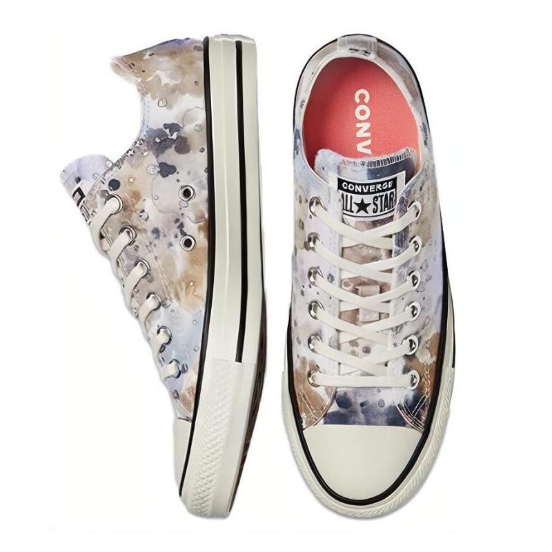 Converse Chuck Taylor All Star Comfortable Colourful Print Non-Slip Abrasion Resistant Low-Top Espadrilles Women's White Blue