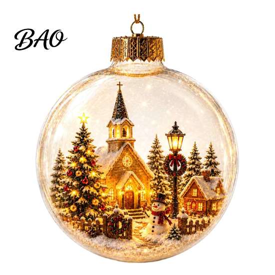Durchdachte Weihnachtsgeschenke Leuchtende Story-Kugel, Hängedekoration mit warmem LED-Licht, Transparente Feiertagskugeln Mini-Szene