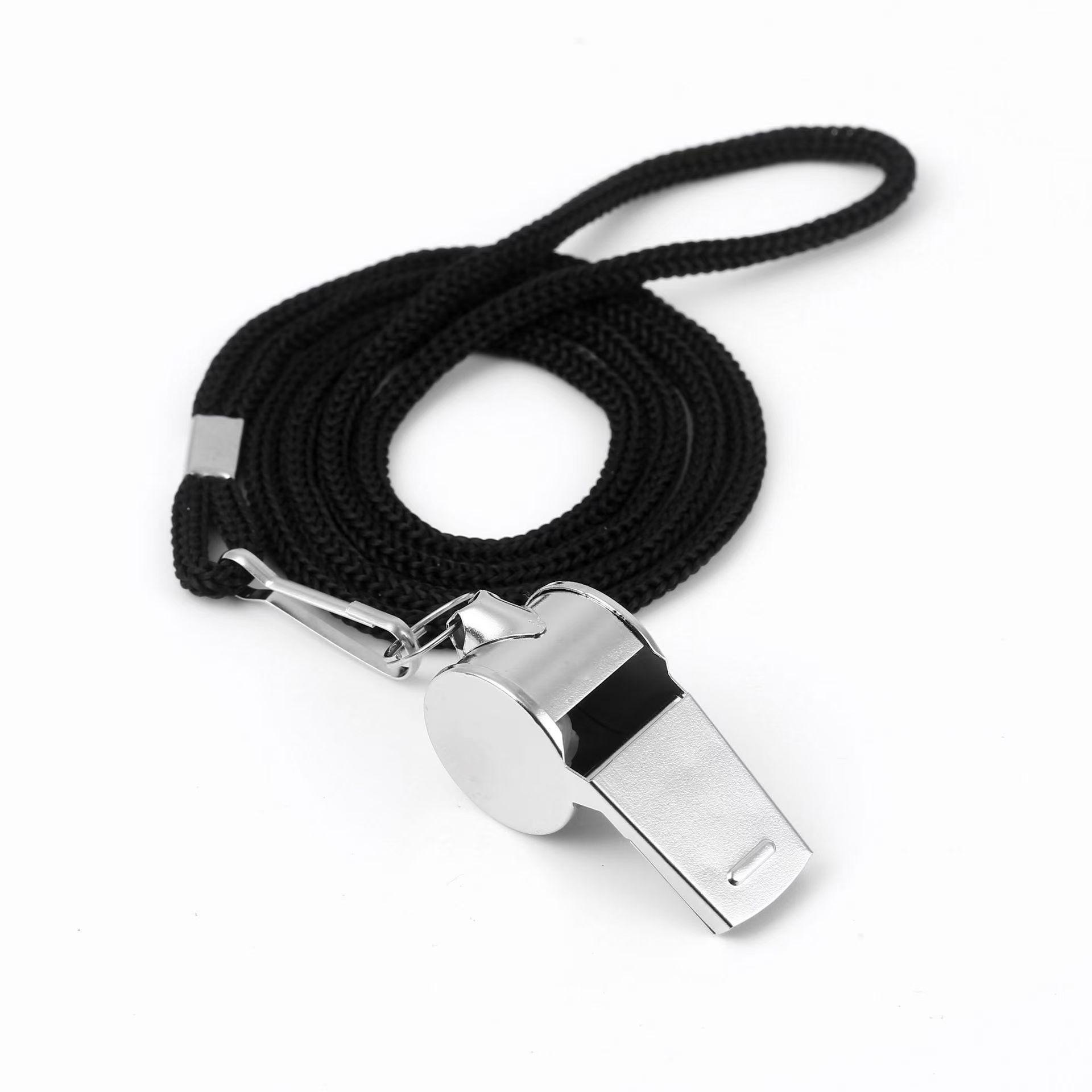 

Loud Metal Whistle Professional with Rope Sport Whistle Wear Resistant Portable Stainless Steel Whistles Referee