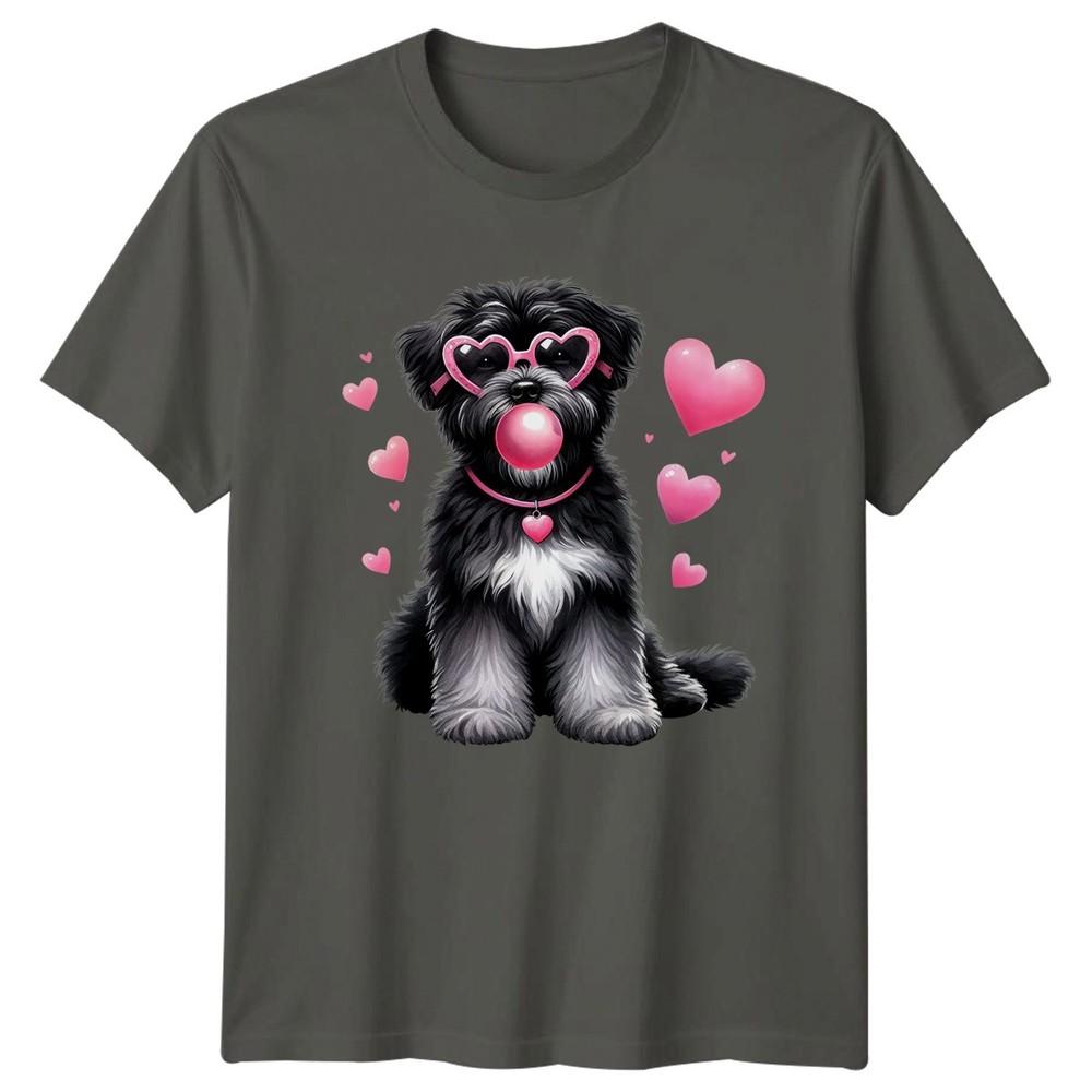 Fluffy Dog With Heart Glasses Bubblegum Dogs Animals Unisexs TShirt Unisexs Tee S