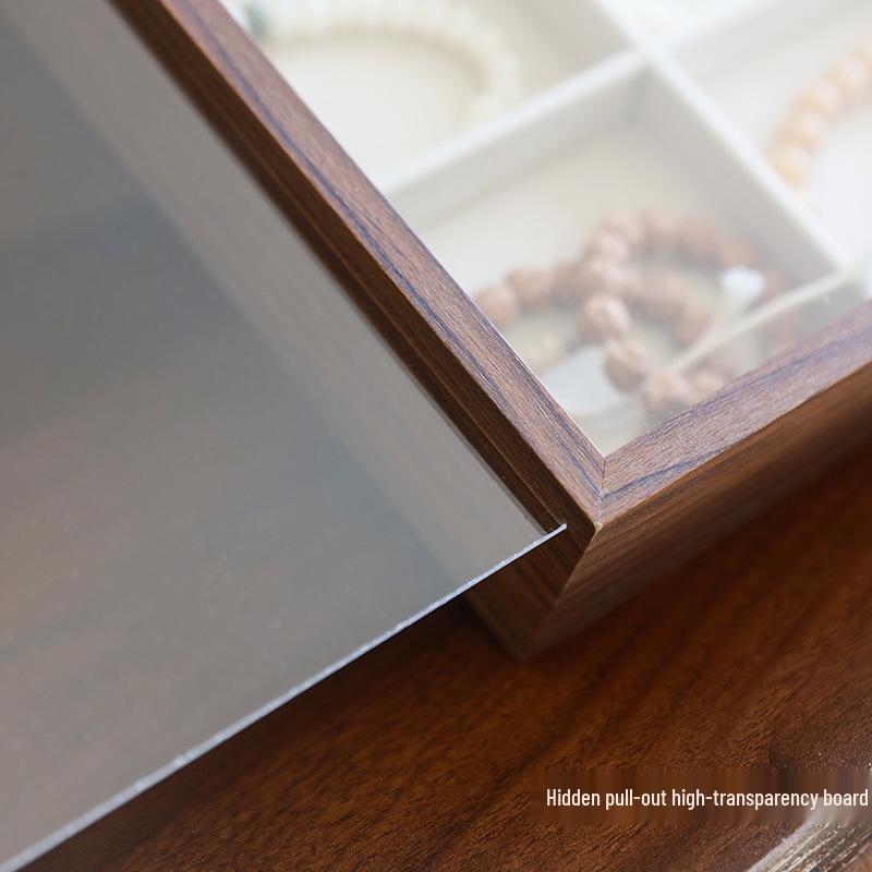 Wooden Jewelry Box with Bracelet and Bead Storage, Exquisite Display Stand for Rings and Earrings, Large Capacity, Dustproof Design