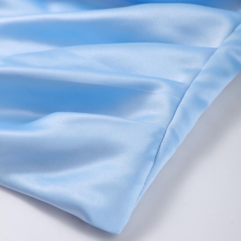 Blue Pearls Pleated Strapless Dress Women's Sexy Backless Lace Up Sleeveless Dresses Irregular Hem