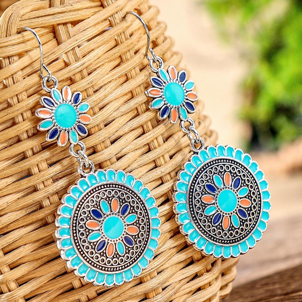 Bohemian Sunflower Earrings for Women, Colorful Holiday Style Hypoallergenic Statement Jewelry