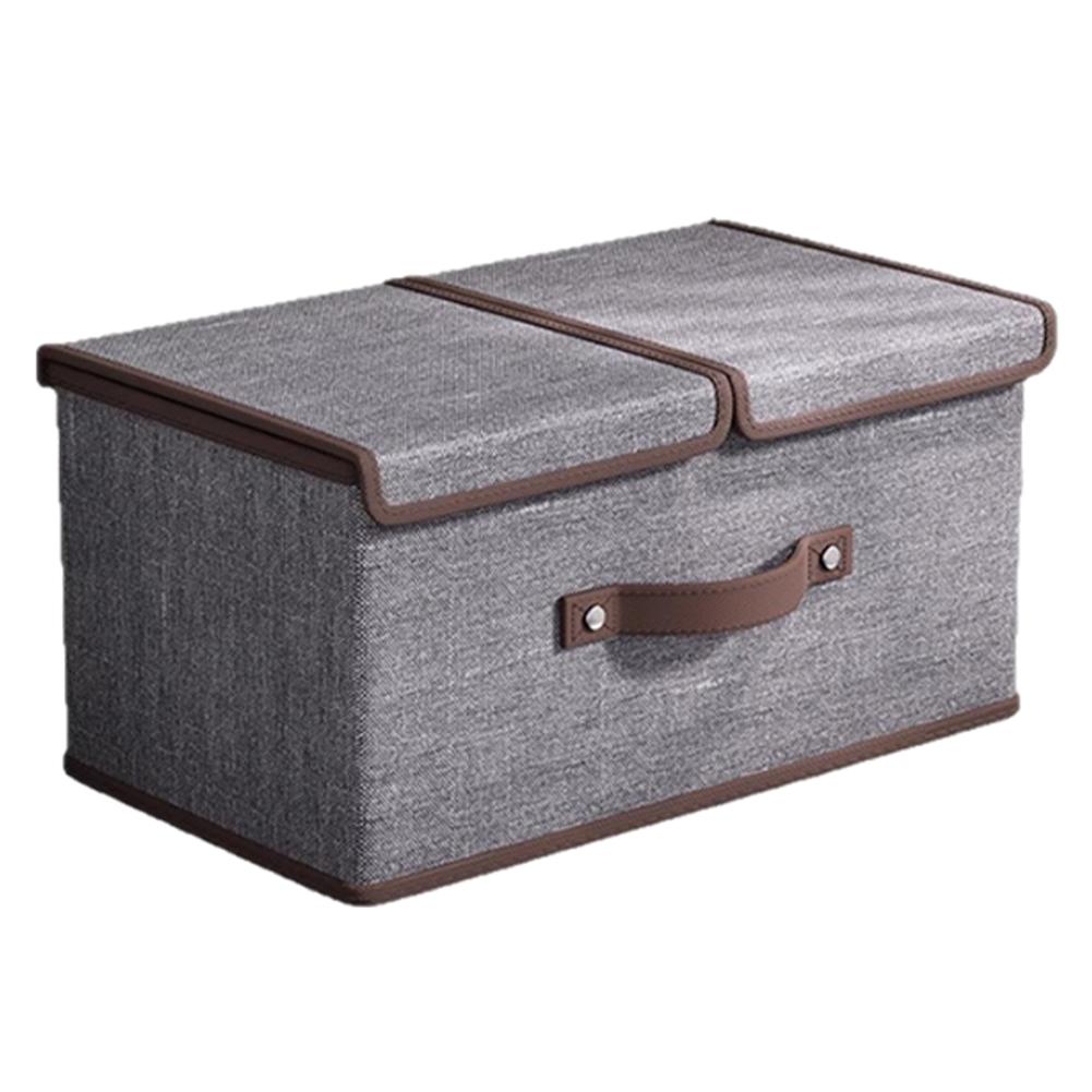 Pudełko do przechowywania z tkaniny lnianej Podwójna pokrywa Składany kosz do przechowywania z uchwytami Kosze do przechowywania z tkaniny do szafy