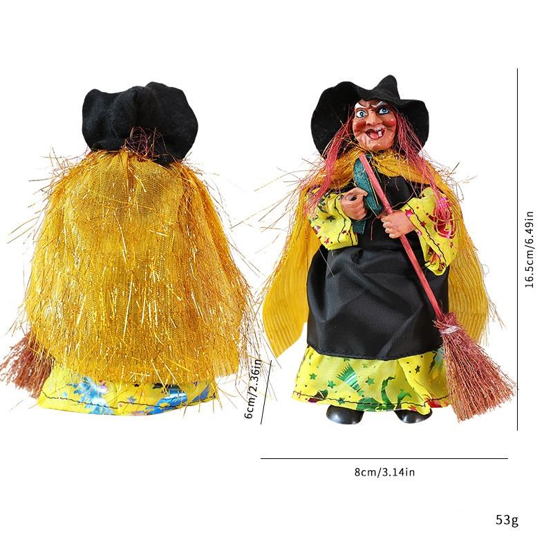 Bestselling Halloween Hanging Figurine Set Witch Dolls Handhold Broom Decorative Pendants Indoor Display Ornaments