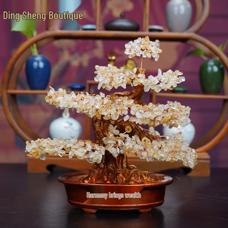 Pink Crystal Money Tree: Attracts Wealth and Enhances Relationships - Perfect for Living Rooms, Offices, Housewarmings, and Ceremonies