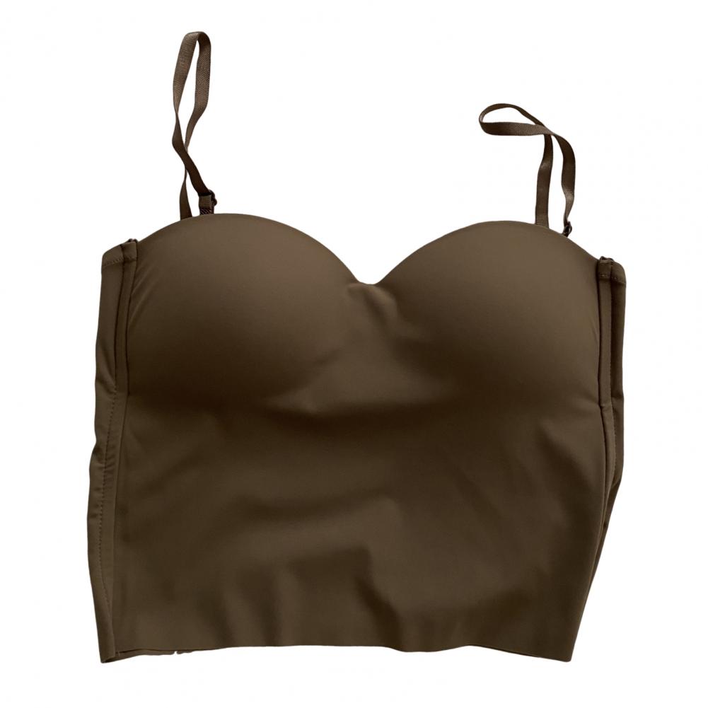 

Жилет на бретельках из ледяного шелка с регулируемыми бретелями на груди, красивый топ на бретельках на спине, эластичный тканевый низ, топы One Size кофейный