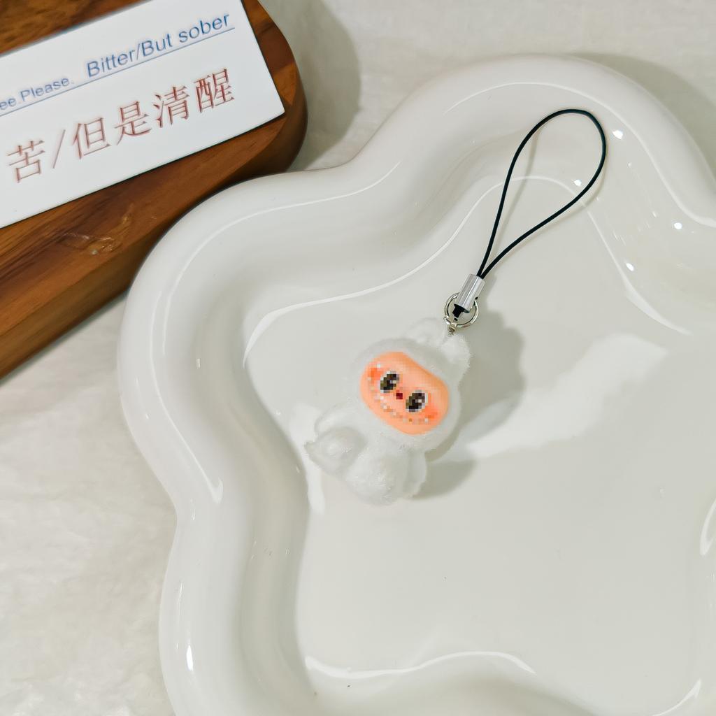 Mobile Phone Rope M34 Flocking Keychain Pendant Rab Cloth Doll Bag Pendant Creative Small Gift Hanging