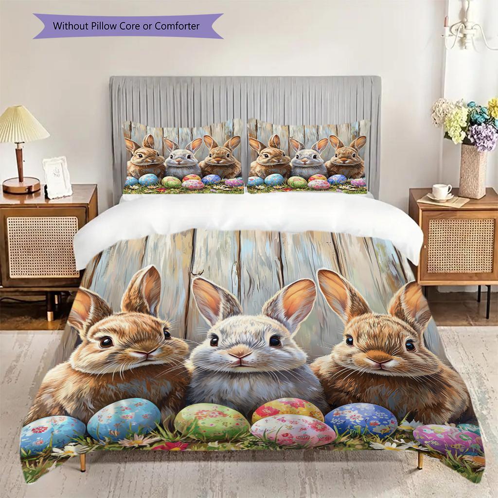 Rabbit Pattern Bedding Quilt Set Quilt Cover Pillowcase Home Decoration Birthday Gift (1 * duvet cover + 2 * pillowcase, without core)