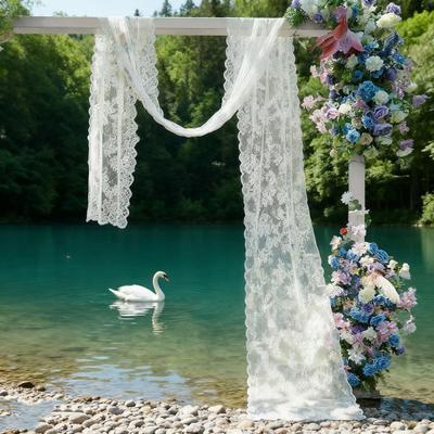 Wedding Arch Draping Fabric White Lace Drapes Sheer Backdrop Curtain for Wedding Ceremony Birthday