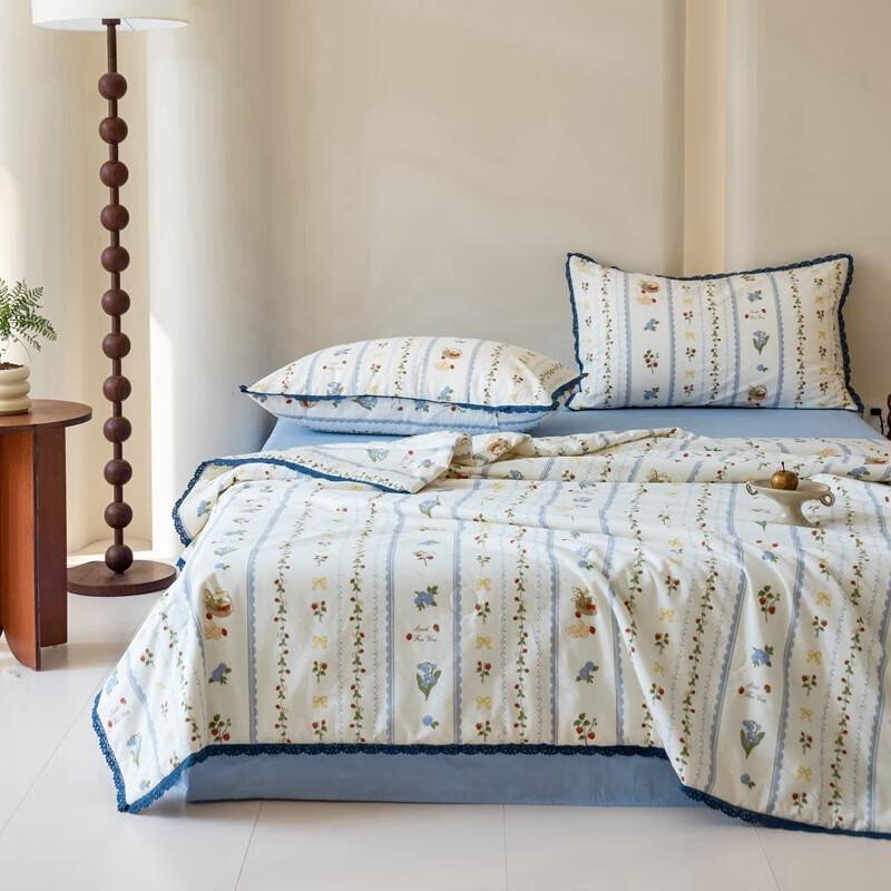 LISM Printed Soy Fiber Summer Quilt with Lace Trim