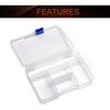 MroMax 2Pcs Small Storage Box,145x 100 x 32mm PP Clear Fixed 5 Grids Electronic Containers Tool Boxes for Nails, Screw, Earrings, Beads, Fishhooks
