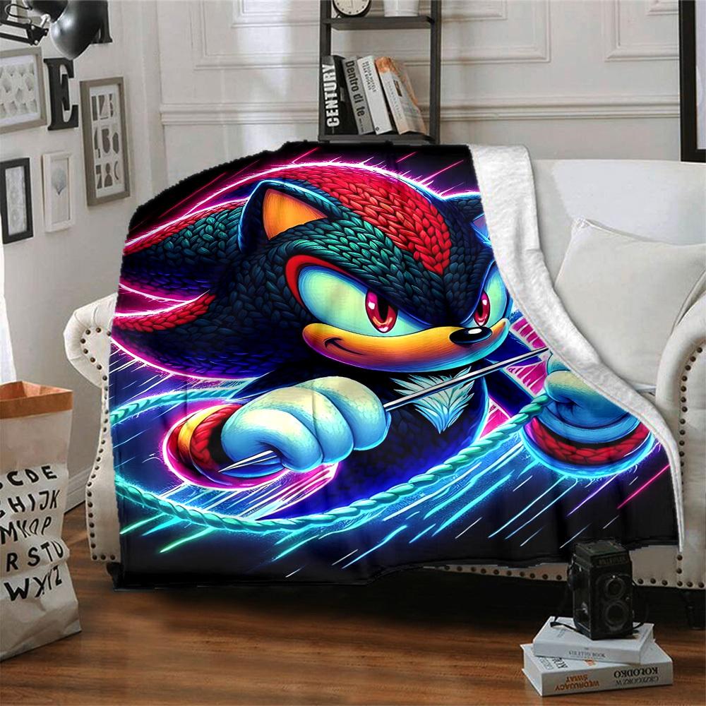 1 stuks Shadow Sonic Flanellen Deken, Zacht Huidvriendelijk met Digitale Print, Diverse Maten Verkrijgbaar voor Familie, Vrienden, Verjaardag