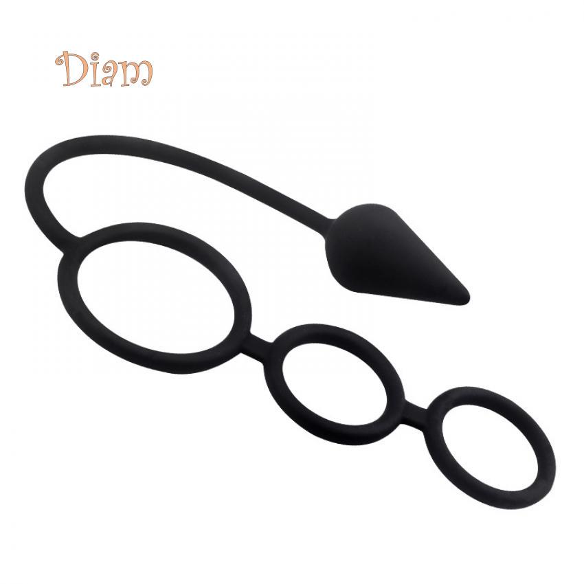LOL Männer Zeitverzögerung Drei Ring Schwanz Penis Lock Anal Butt Plug Prostata Massager Sex Spielzeug