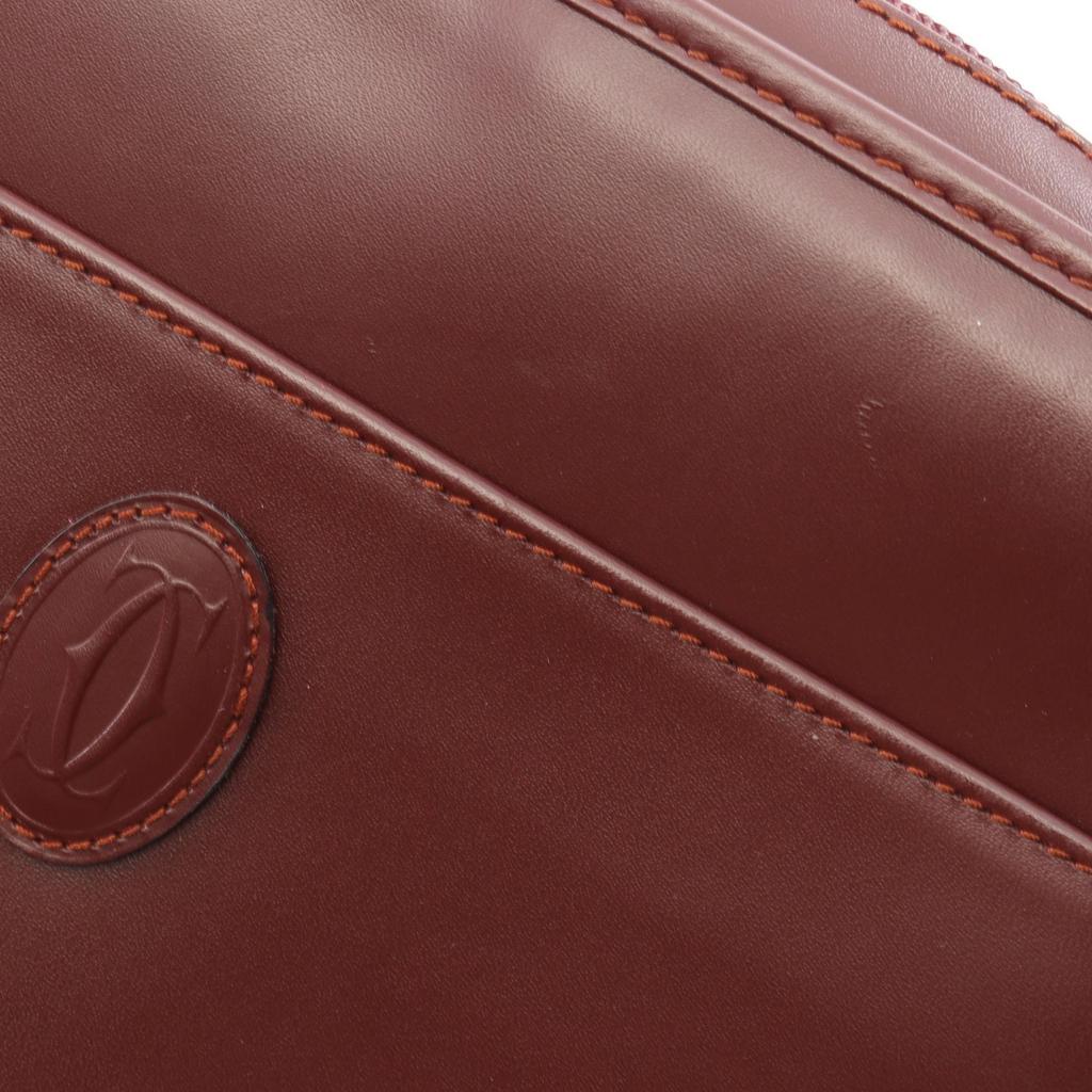 Used CARTIER Must Line Business Bag Clutch Bag Leather Bordeaux Used Women