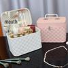 Bärbar Kosmetisk Väska för Kvinnor med Stor Kapacitet - Enfärgad High-End Sminkförvaringsfodral
