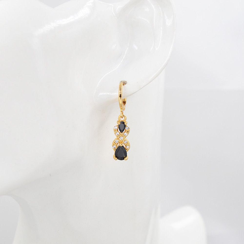 Kreatywne kolczyki z diamentami w kształcie kropli wody i gruszki, z wielokolorowymi kamieniami szlachetnymi, pozłacane 18-karatowym złotem