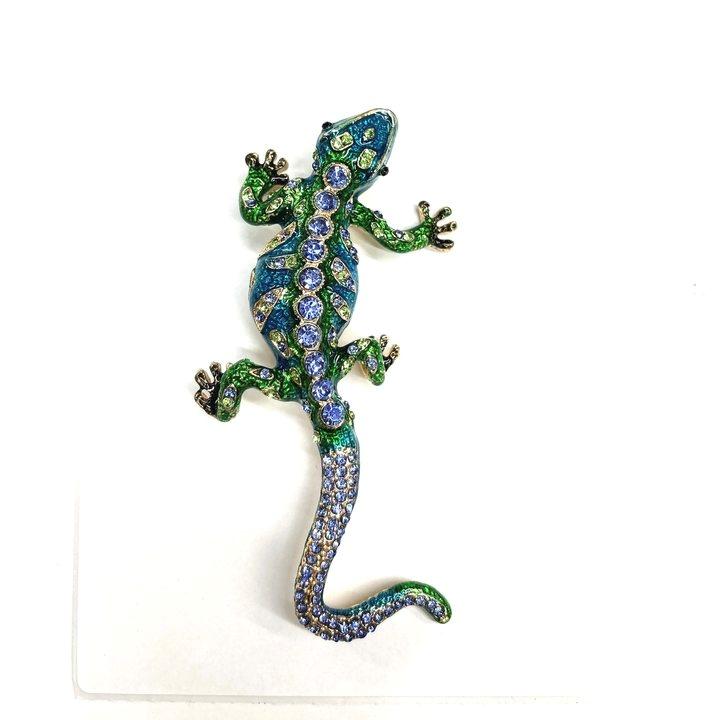 SKEDS Classic Women Men Vintage Crystal Lizard Badges Brooch Fashion Baroque Boutique Shining Pin For Ladies's Clothing Coat