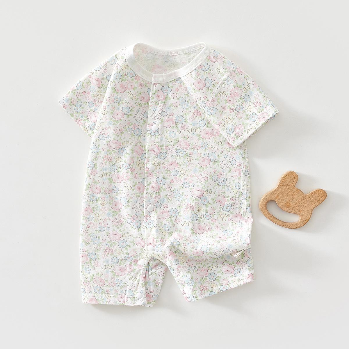 

Newborn Baby Romper Summer Cotton Short Sleeve Onesie Infant Lightweight Jumpsuit Soft Pajamas Crawling Outfit for Boys Girls 90