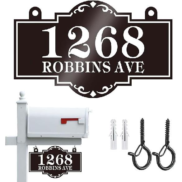 Hanging Address Sign Plaque - Personalized House Number Sign Plaque,House Address Numbers for Outside Mailbox,Lamp Post,Light Post,Metal Reflective
