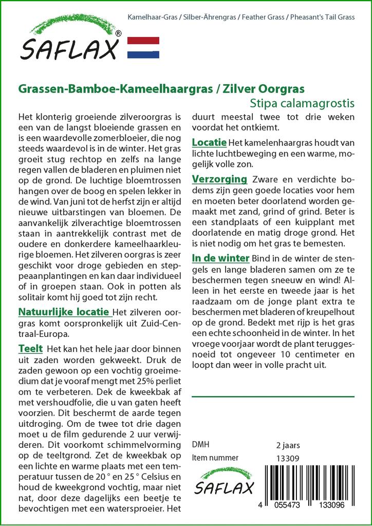 SAFLAX Garden In the Bag - Feather Grass / Pheasant's Tail Grass - 50 Seeds - With Substrate In a Fitting Stand Up Bag - Stipa Calamagrostis