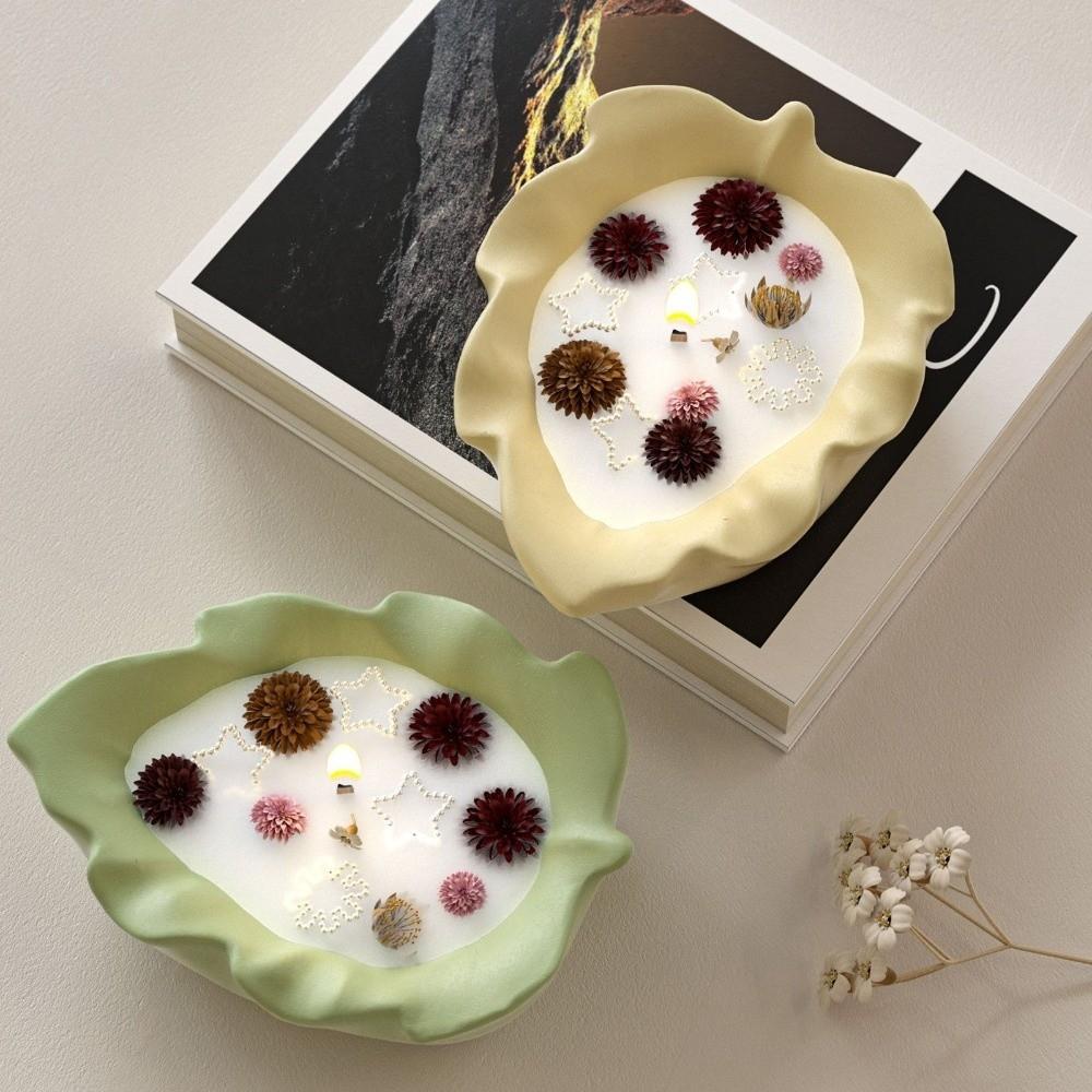 White Candle Holder Mold Leaf Shape Epoxy Resin Mold New Storage Case Mold  Home Decor