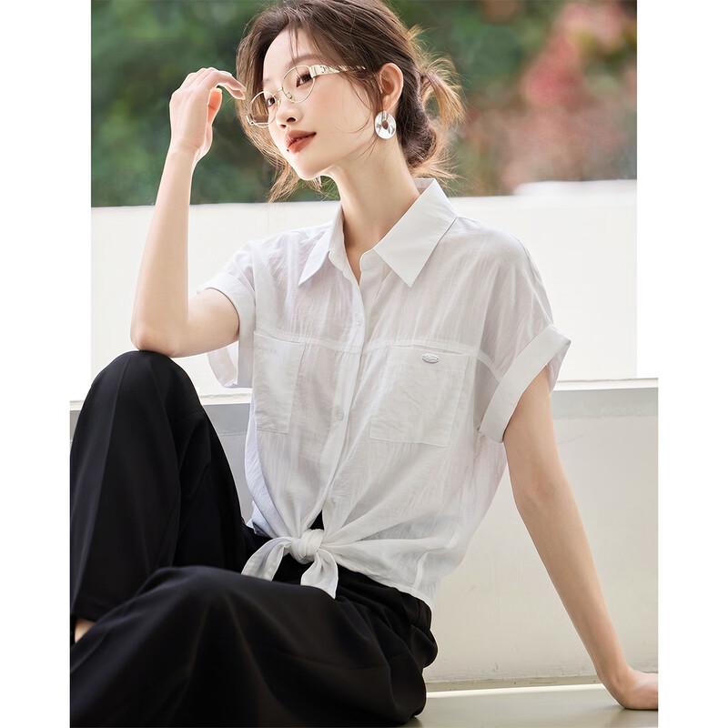 TERRE BLEUE Women s Loose Lyocell Short-Sleeve Shirt M