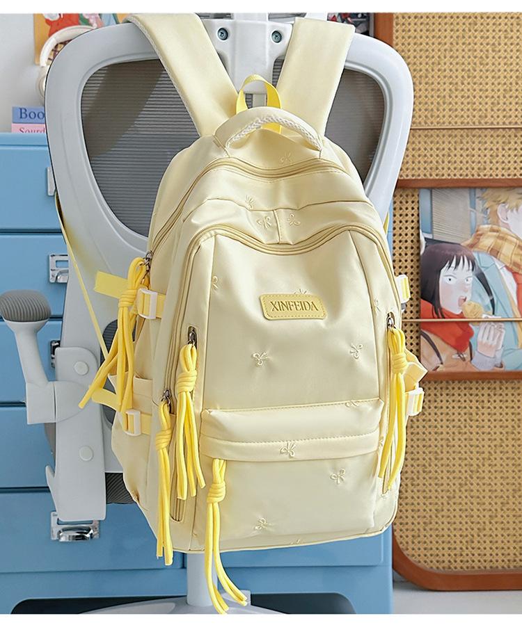 Schoolbag Junior high school student schoolbag Korean version sweet high-value bow student multi-layer burden reduction backpack casual backpack