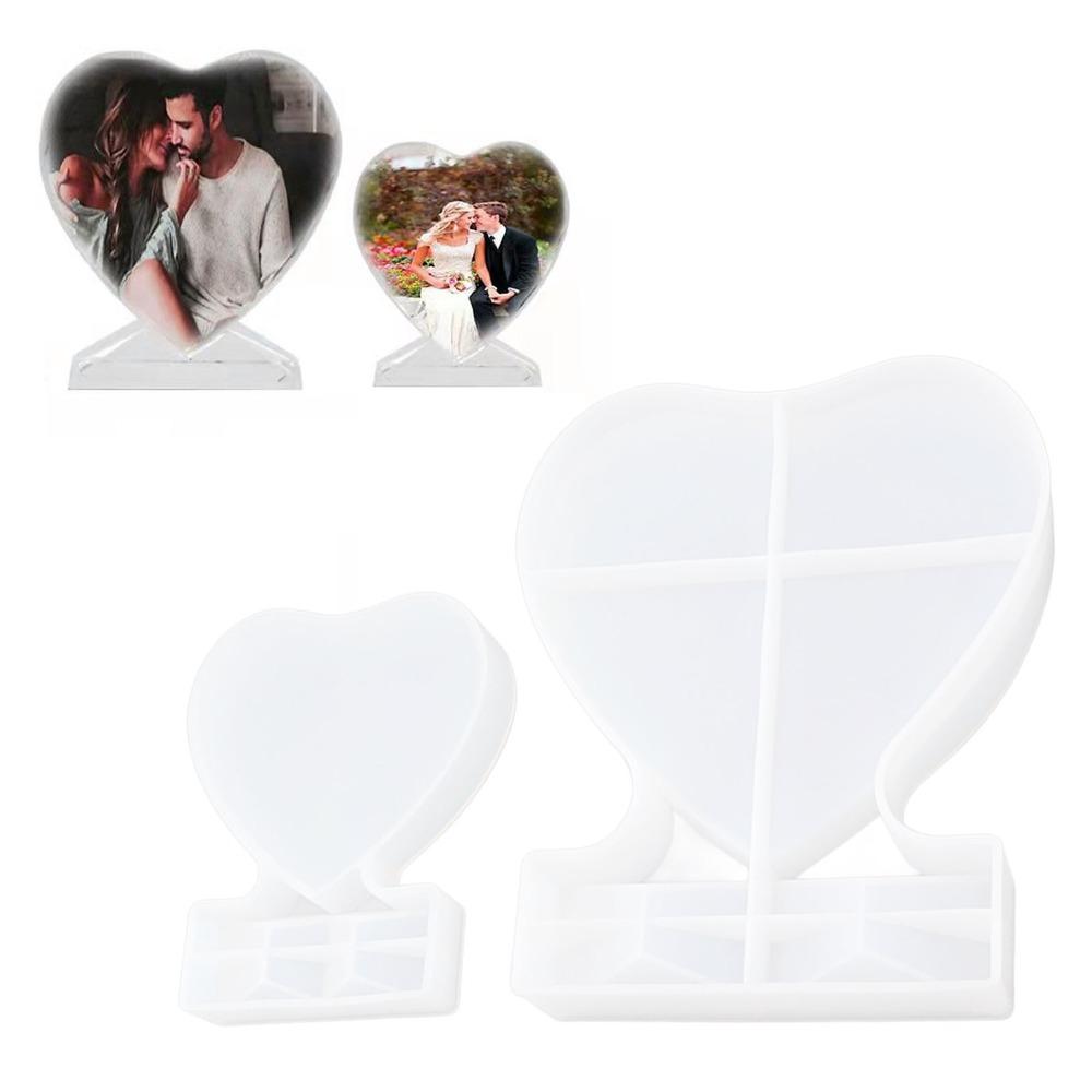 2pcs White Heart Silicone Mold Two Sizes Handmade Frame Mold  Home Decoration Making