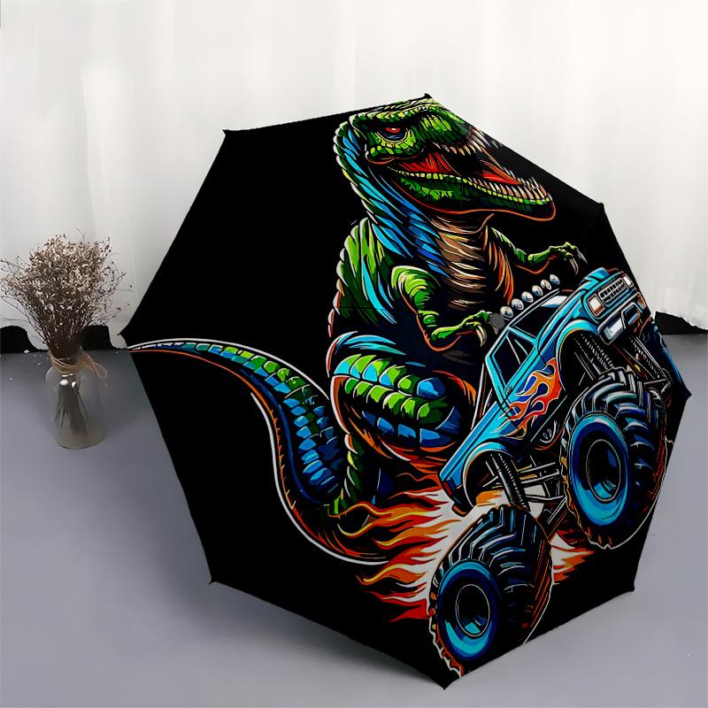 Monster Truck Themed Travel Umbrella 8 Ribs Automatic Opening and Closing, Portable Folding Design, Compact and Stylish Umbrella Suitable fo