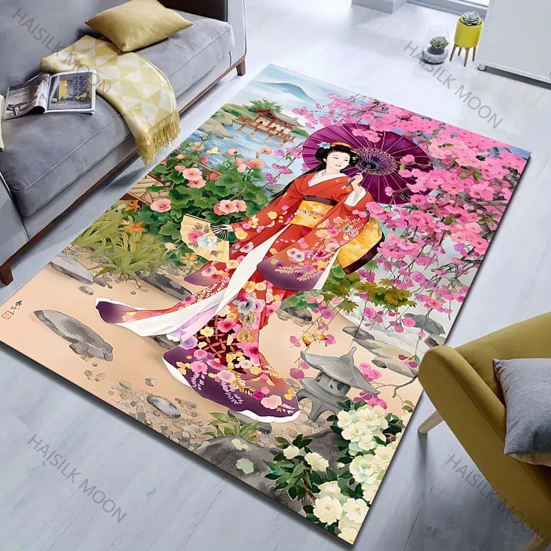 

Multiple Sizes Japanese Kimono Scenic Pattern Carpet for Living Room Bedroom Sofa Home Decor Non-slip Floor Mat Luxury Gift 40cm x 60cm