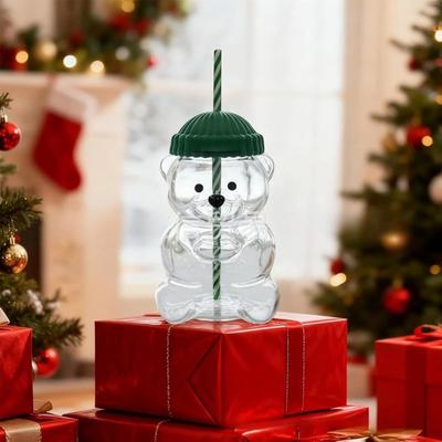 Handgefertigter Bär Glasstrohhalmbecher Kaffeetasse mit Strohhalm Einzigartiges Weihnachtsgeschenk für Freunde Umweltfreundliche Erste Wahl