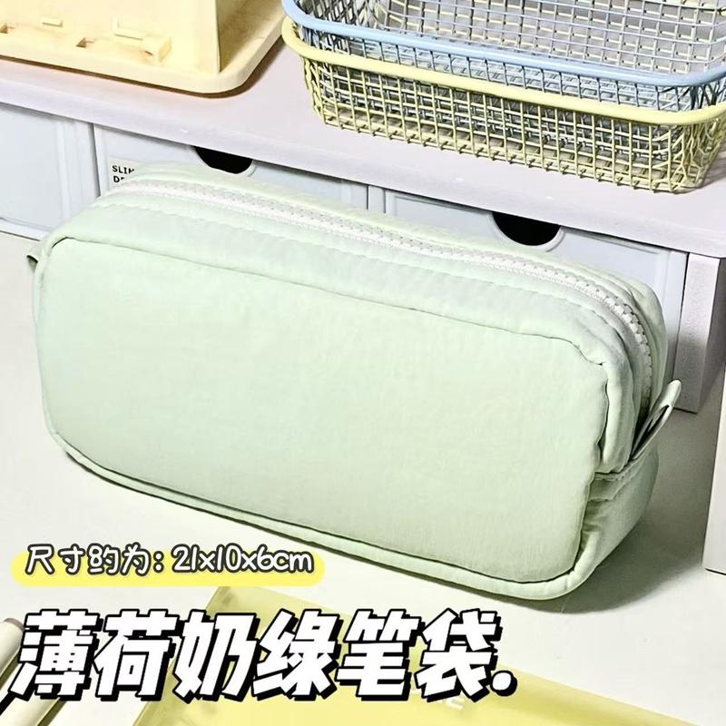 

Large Capacity Pencil Pouch Aesthetic Pen Bag Simple Solid Color Stationery Box Zipper Design Back To School Pen Bag as picture