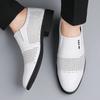 White punched breathable business leather shoes men's summer hollowed-out leather casual leather shoes one-pedal versatile trendy shoes men