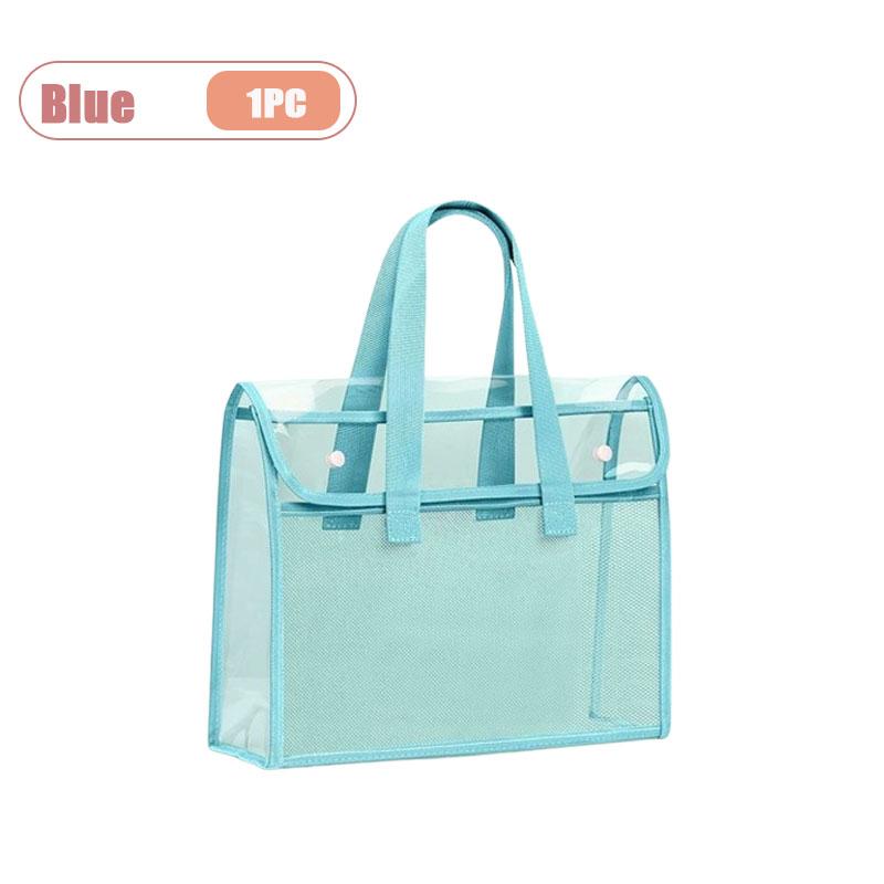 Thick Handled Document Folder Transparent Waterproof Durable Student Tutoring Paper Homework Book Storage Bag Organizer Pouch