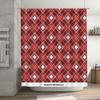 Black Red White Plaid Shower Curtain Waterproof Printed Fabric Bathroom Decor Modern Style with Rod Set