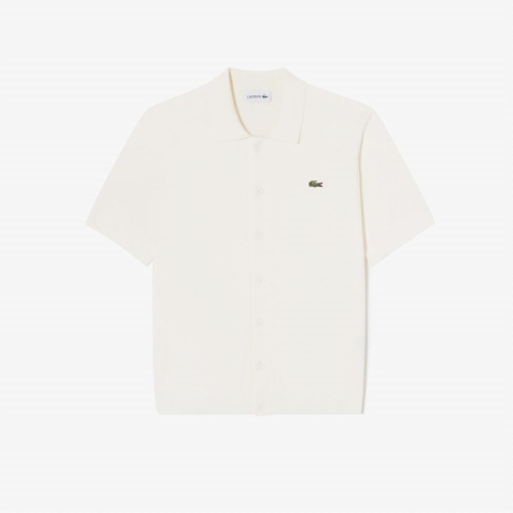 

LACOSTE Мужской кардиган с коротким рукавом и воротником [Off White]
