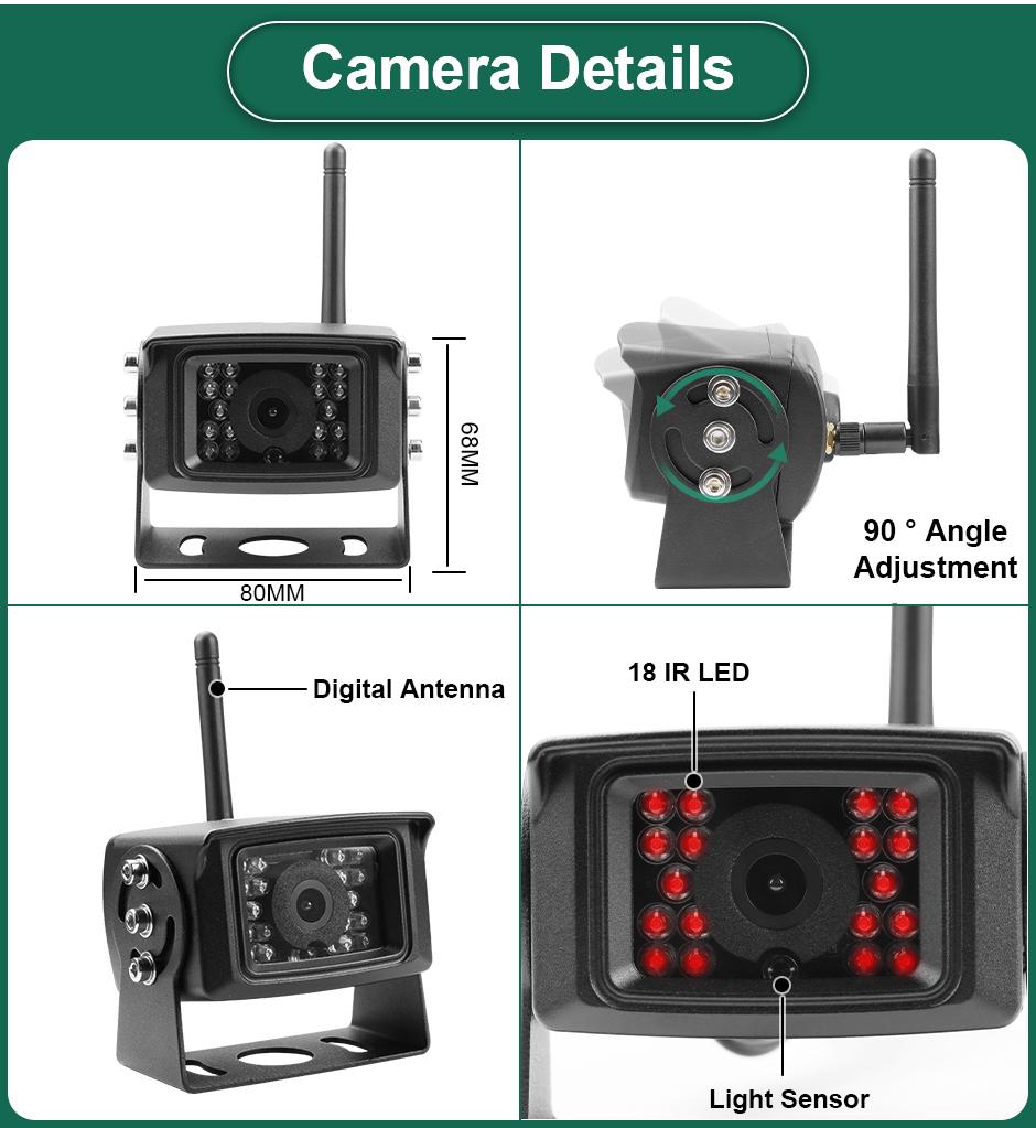 AHD 1080P Digital Wireless DVR Recorder Reverse Backup Camera with 7 Inch WiFi Monitor For Truck/Trailer/Bus/RV/Pickups/Trailer