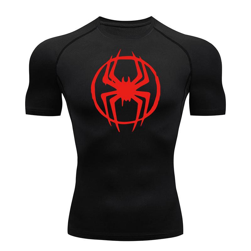 

Spider Graphic Compression Shirts for Men Gym Workout Running Tshirt Summer Athletic Quick Dry Tees Tops Short Sleeve Rash Guard L