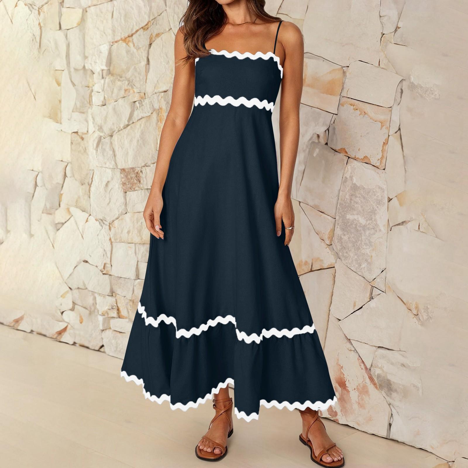 

Women s Fashion Sexy Solid Color Sleeveless Adjustable Strap Strapless Dress XL Темно-синій